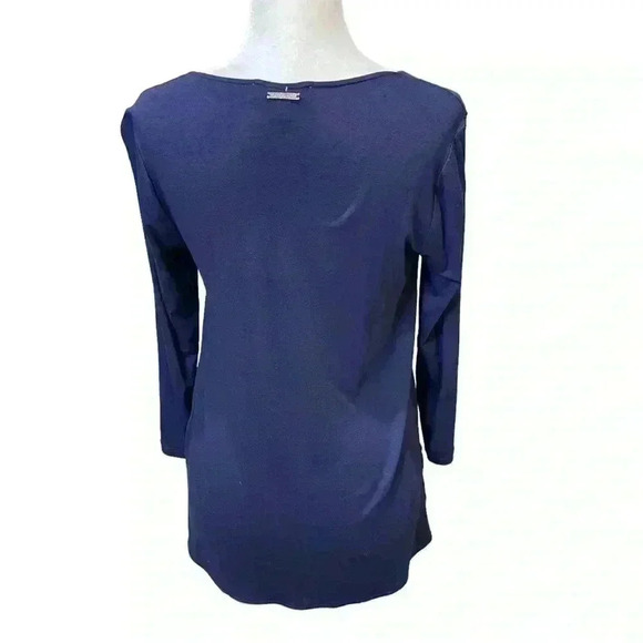 MICHAEL Michael Kors Women's V-Neck Mixed Media Top Navy Size XS - Picture 3 of 7